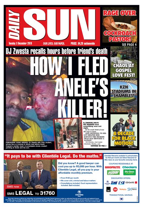 TODAY'S FRONT PAGE! | Daily Sun