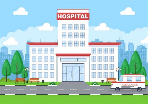 Premium Vector | Hospital building for healthcare cartoon background ...