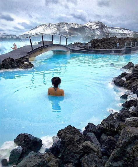 Relaxing in a natural hot springs at Blue Lagoon, Iceland 💧with @s ...