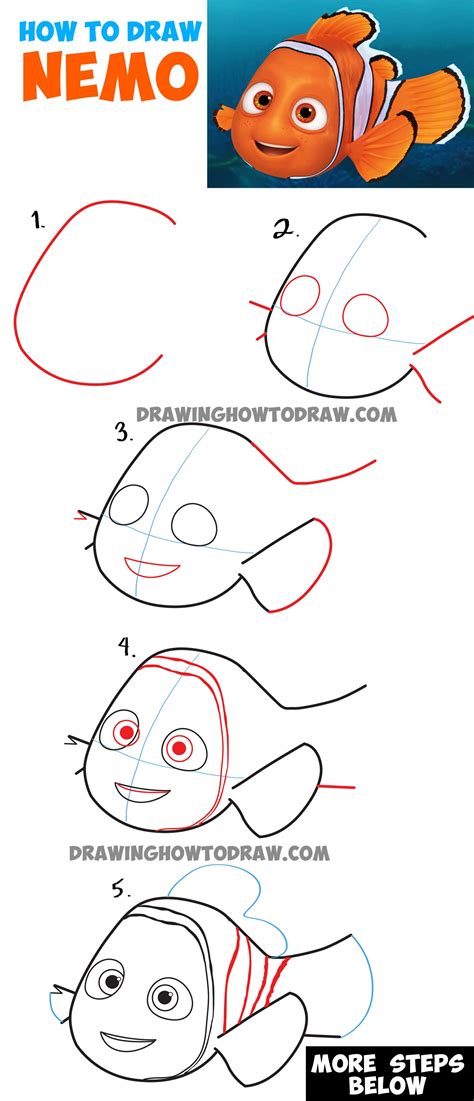 How to Draw Nemo from Disney’s Finding Dory : Step by Step Drawing ...