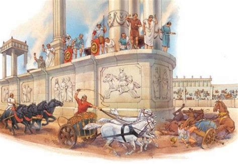 Chariots often crashed making a turn. Architecture Drawings, Ancient ...