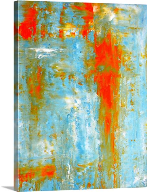 Teal and Orange Abstract Art Painting Wall Art, Canvas Prints, Framed ...