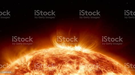 Sun With Erupting Plasma Flares In Outer Space Concept Lower Third Shot ...