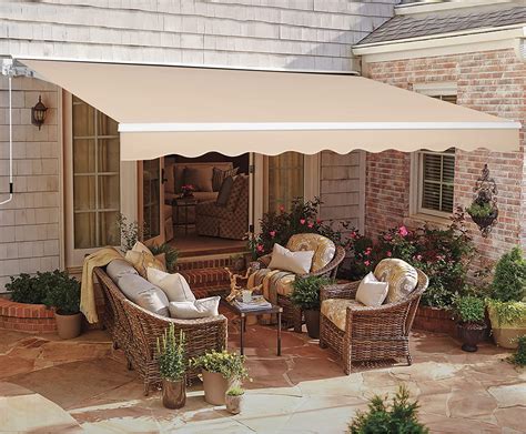 AECOJOY Manual Retraction Slope Patio Awning in Beige & Reviews | Wayfair