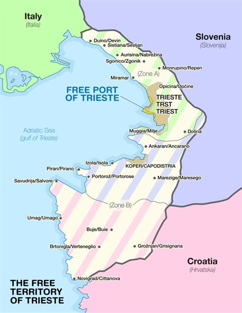 Free Territory of Trieste Map | Kartographie, Landkarte, Geografisch