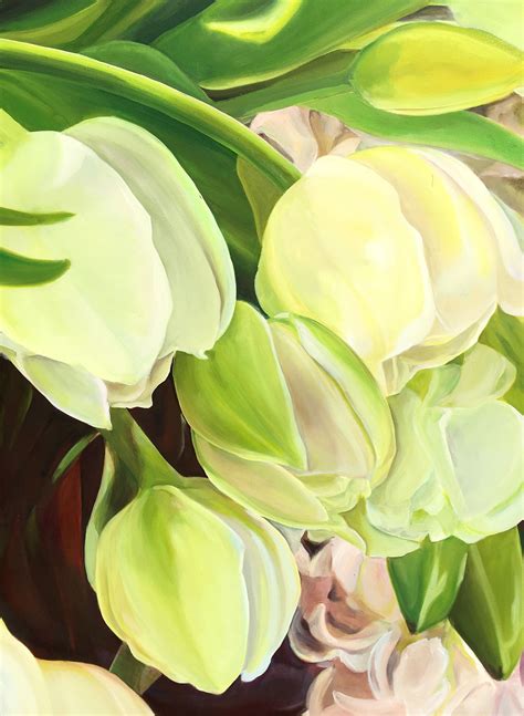 White Tulips Acrylic /Oil | Tropical painting, Floral art, Flower painting