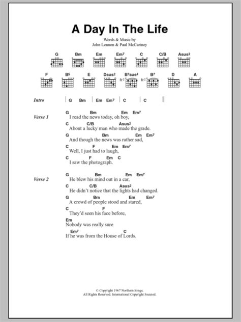 A Day In The Life by The Beatles - Guitar Chords/Lyrics - Guitar Instructor