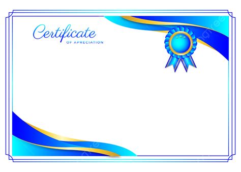 Certificate Border Frame Blue Gradient With Brand Label, Certificate ...