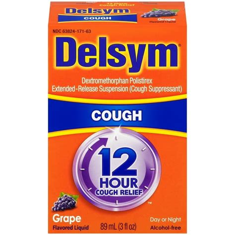 Delsym Adult 12 hour Cough Relief Medicine, Powerful Cough Relief for ...