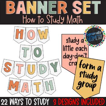 Math Banner | Math Classroom Decor | How to Study Math by Generally ...