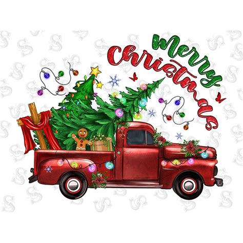 Merry Christmas Red Truck Png, Merry Christmas Truck Png, Gn - Inspire ...