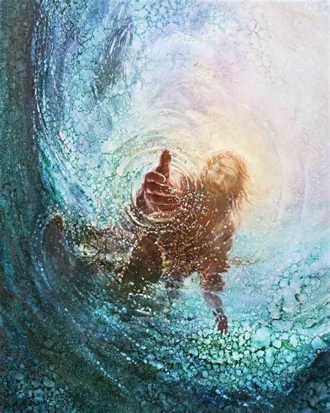 YK HAND OF GOD Jesus Reaching Hand Into The Water Home Decor HD Print ...