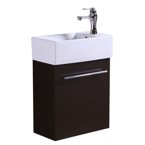 Small White Wall Mount Bathroom Cabinet Vanity Sink with Overflow ...