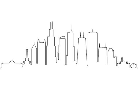 Chicago City Skyline Outline Silhouette Vector Svg Eps Png | The Best ...