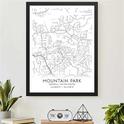 Mountain Park Georgia Map Poster, Modern Home Decor Wall Art Print ...