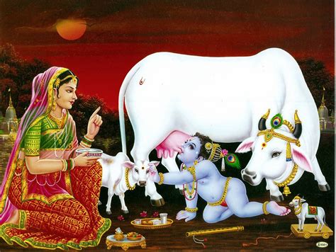 Yashoda Reprimands Bal Gopal Drinking Milk from Cow's Udder | Lord ...