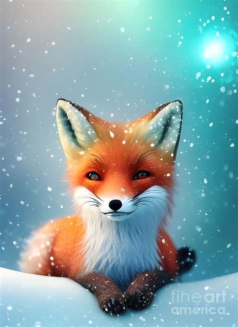 Fox Enjoys Snowing Digital Art by SON Art - Fine Art America