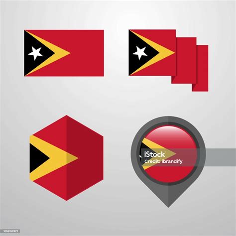 Vektor Set Desain Bendera Timor Leste Ilustrasi Stok - Unduh Gambar ...