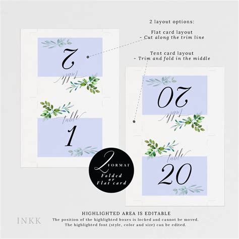 Rustic Wedding Table Numbers Printable Table Number Template | Etsy