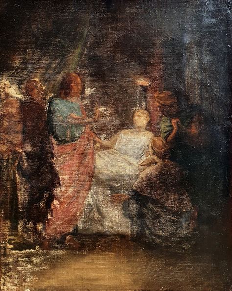 Proantic: Raising Of Lazarus Oil On Canvas Circa 1830 Jesus Christ Rel