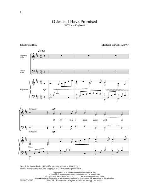 O Jesus I Have Promised Sheet Music by Michael Larkin (SKU: MSM50-2517 ...