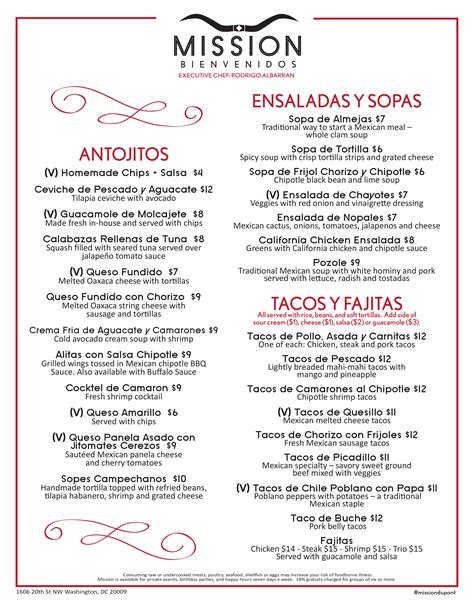 Mission Menu, Menu for Mission, Downtown, Washington DC - Urbanspoon/Zomato