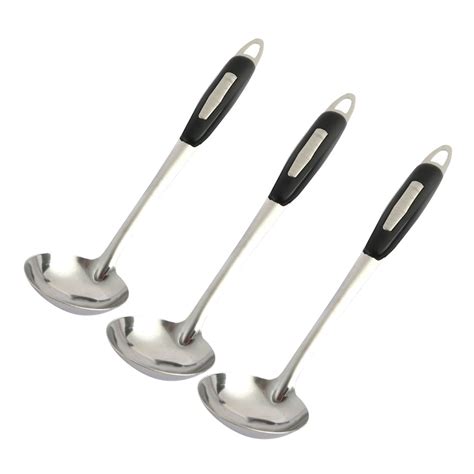 Unique Bargains Stainless Steel Ladle Spoons Set of 3 Cooking Soup 10 ...