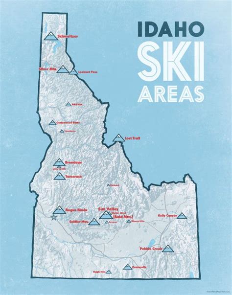 Idaho Ski Resorts Map 11x14 Print | Ski resort, Skiing, Snow resorts