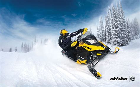 HD wallpaper: black and yellow Ski-Doo snowmobile, forest, sport, mxz ...