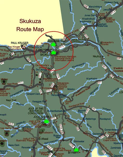 Skukuza Route Map - Kruger National Park