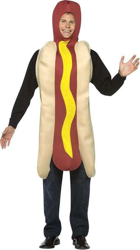 Hot Dog Costume with Mustard Accent - Adult: Amazon.co.uk: Toys & Games