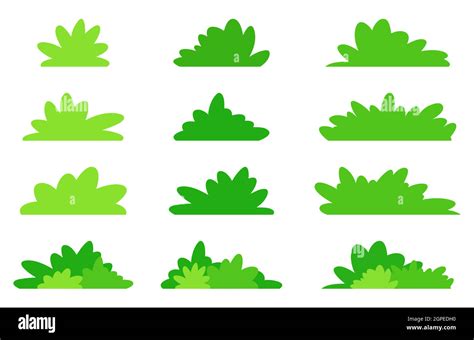 Simple bush set in green color. Flat vector design in minimalistic ...