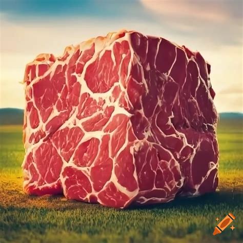 Meat cube on a field