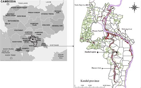 Cambodia Map Kandal Province