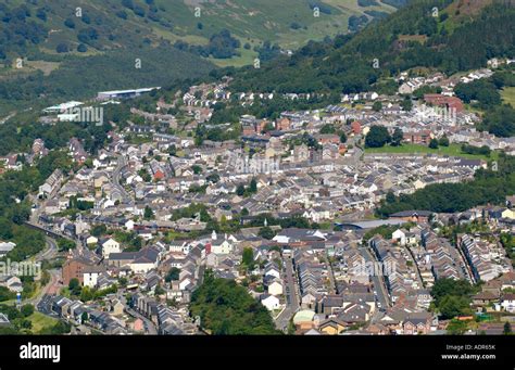 View over town of Abertillery Blaenau Gwent South Wales UK GB EU Stock ...