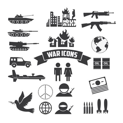 War icons set. Civil war. International day of peace. 11419124 Vector ...