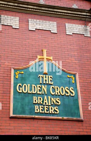 Brains Brewery logo sign with welsh dragon symbol; Brains are a Cardiff ...