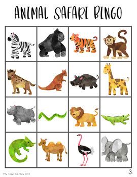 Animal Safari Bingo Game by The Kinder Kids | Teachers Pay Teachers