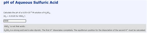 Solved pH of Aqueous Sulfuric Acid Calculate the pH of a | Chegg.com