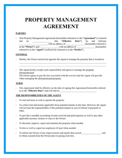 Property Manager Agreement Template