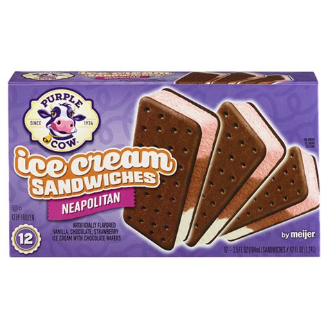 Purple Cow Neapolitan Ice Cream Sandwiches 38.4 oz | Shipt