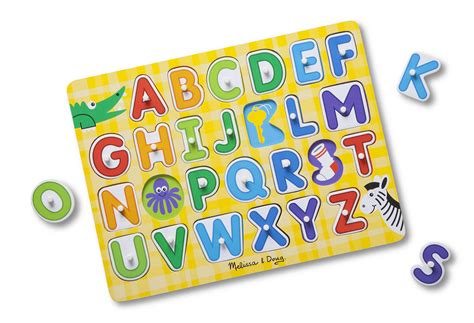 Melissa & Doug Wooden Lift & See ABCs Letters Peg Puzzle – 26 pcs ...