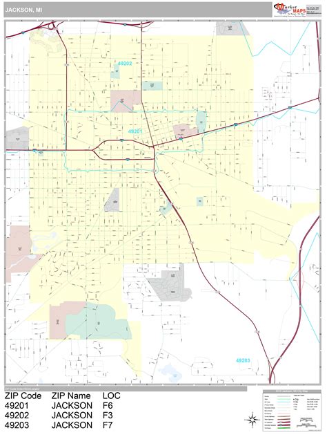 Jackson Michigan Wall Map (Premium Style) by MarketMAPS