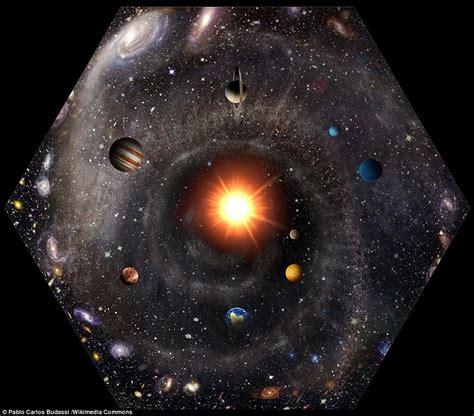 an artist's rendering of the solar system, with its planets and sun in ...