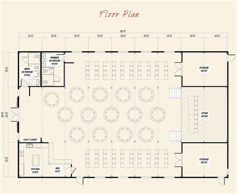 Pre-designed Event Center Ponderosa Country Barn Main Floor Plan Layout ...