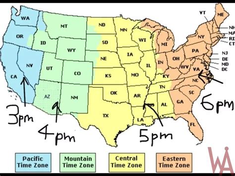 Time Zone Map of the USA with time different | WhatsAnswer | Time zone ...