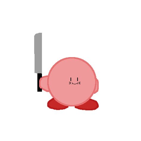 Pixilart - kirby holding a knife by Justoreos