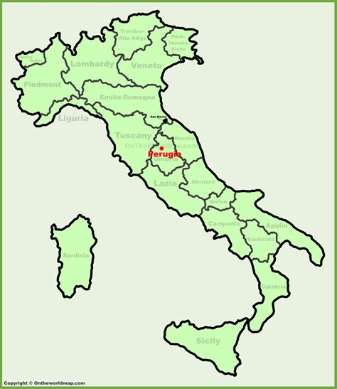 Perugia location on the Italy map - Ontheworldmap.com