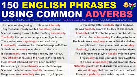 150 English Phrases Using Common ADVERBS | Fluent English Conversation ...