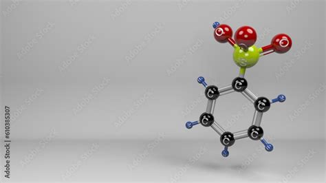 Benzenesulfonic acid molecule. Molecular structure of benzenesulfonic ...